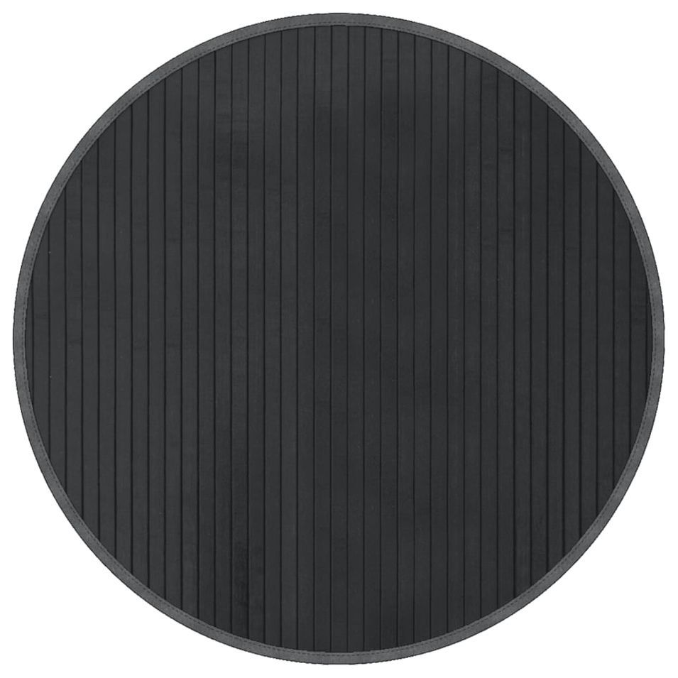 Tapis rond gris 60 cm bambou - Photo n°1