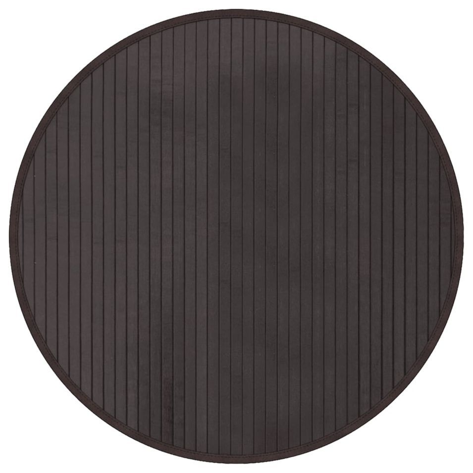 Tapis rond marron foncé 60 cm bambou - Photo n°1