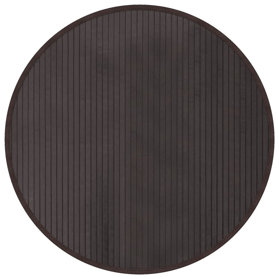 Tapis rond marron foncé 80 cm bambou - Photo n°1
