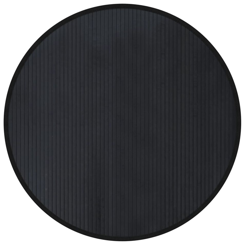 Tapis rond noir 100 cm bambou - Photo n°1