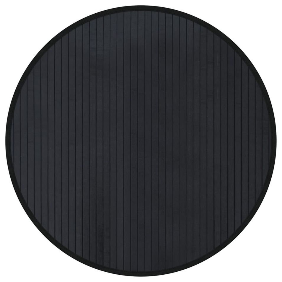 Tapis rond noir 60 cm bambou - Photo n°1