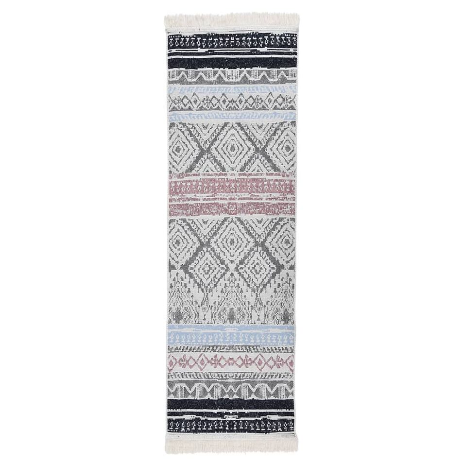 Tapis Rose et aqua 80x300 cm Coton - Photo n°1