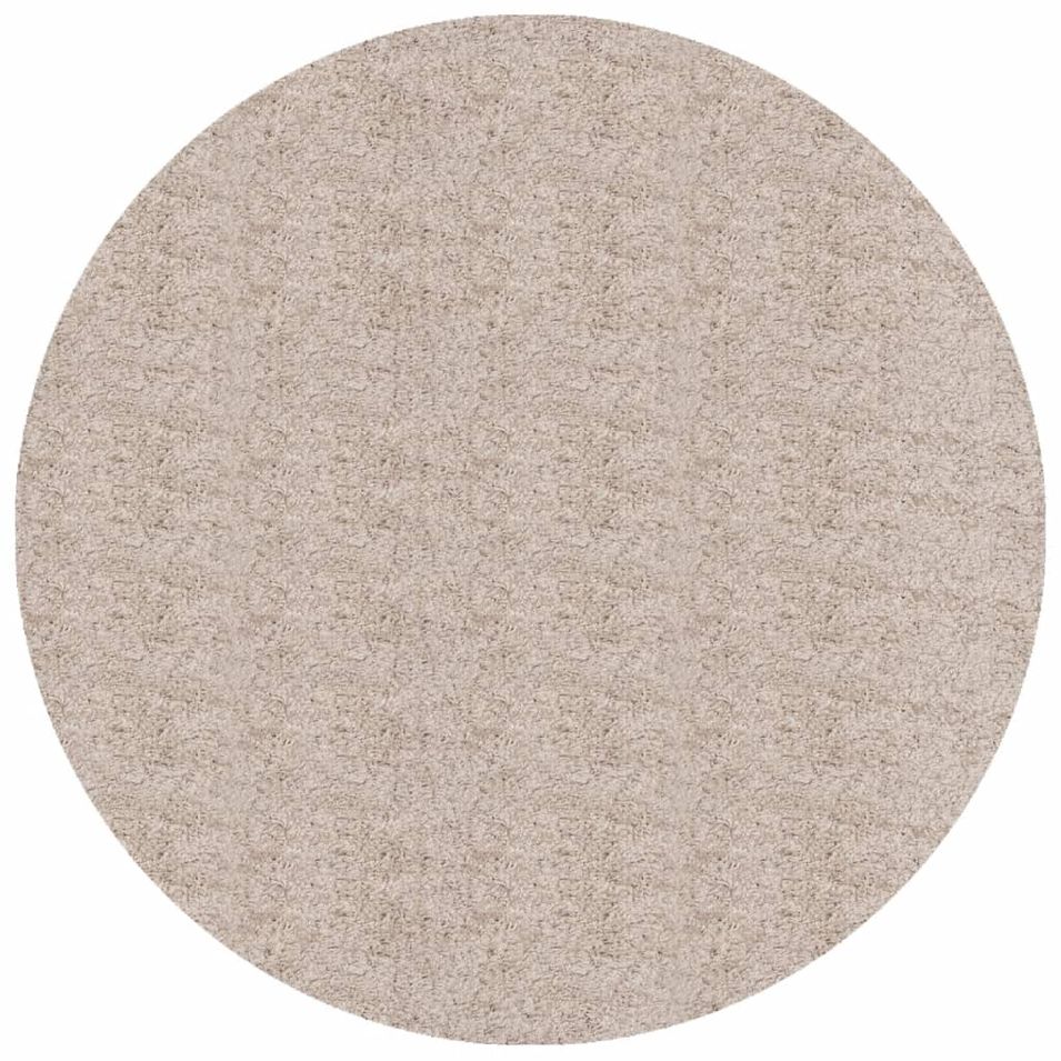 Tapis shaggy à poils longs moderne beige Ø 100 cm - Photo n°1