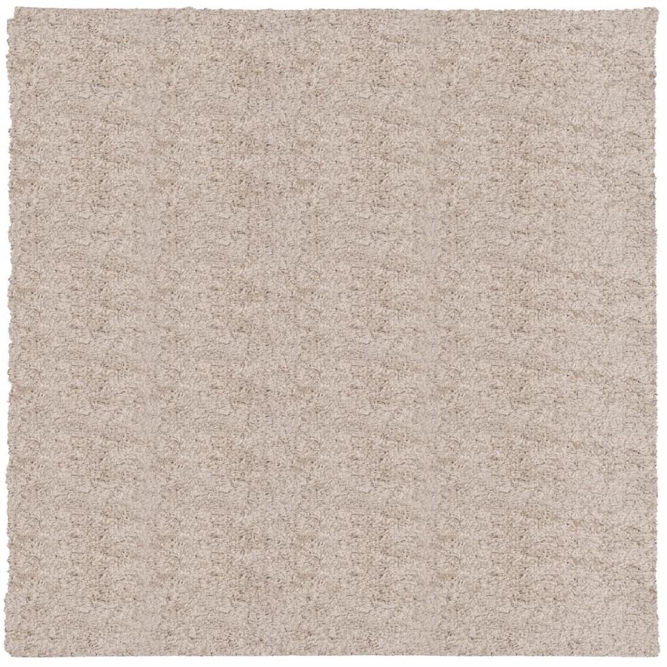 Tapis shaggy à poils longs moderne beige 120x120 cm - Photo n°1