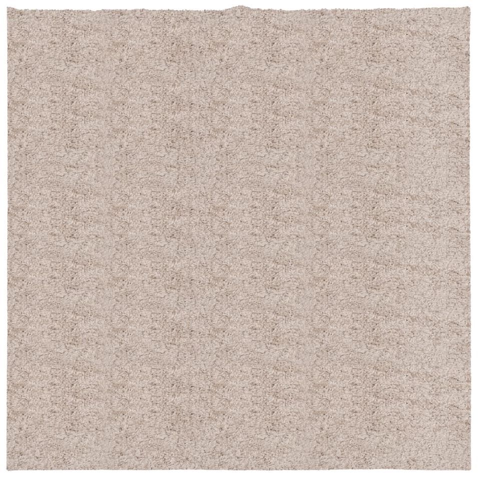 Tapis shaggy à poils longs moderne beige 160x160 cm - Photo n°1