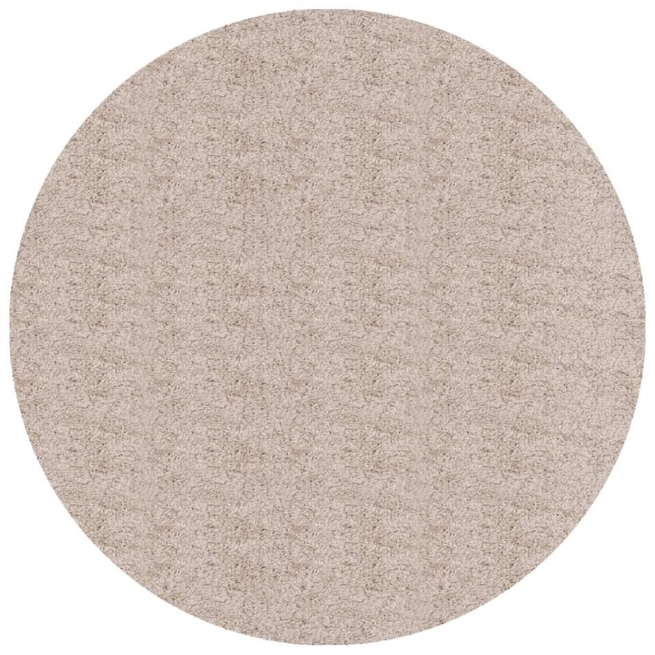 Tapis shaggy à poils longs moderne beige Ø 80 cm - Photo n°1