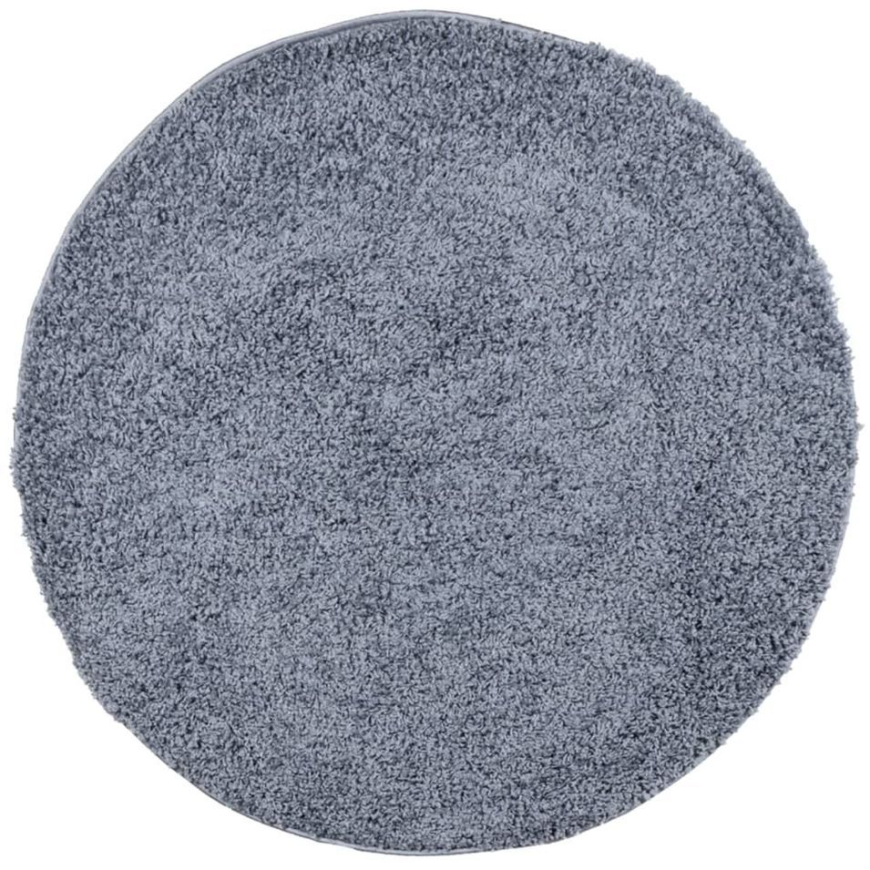 Tapis shaggy à poils longs moderne bleu Ø 240 cm - Photo n°1