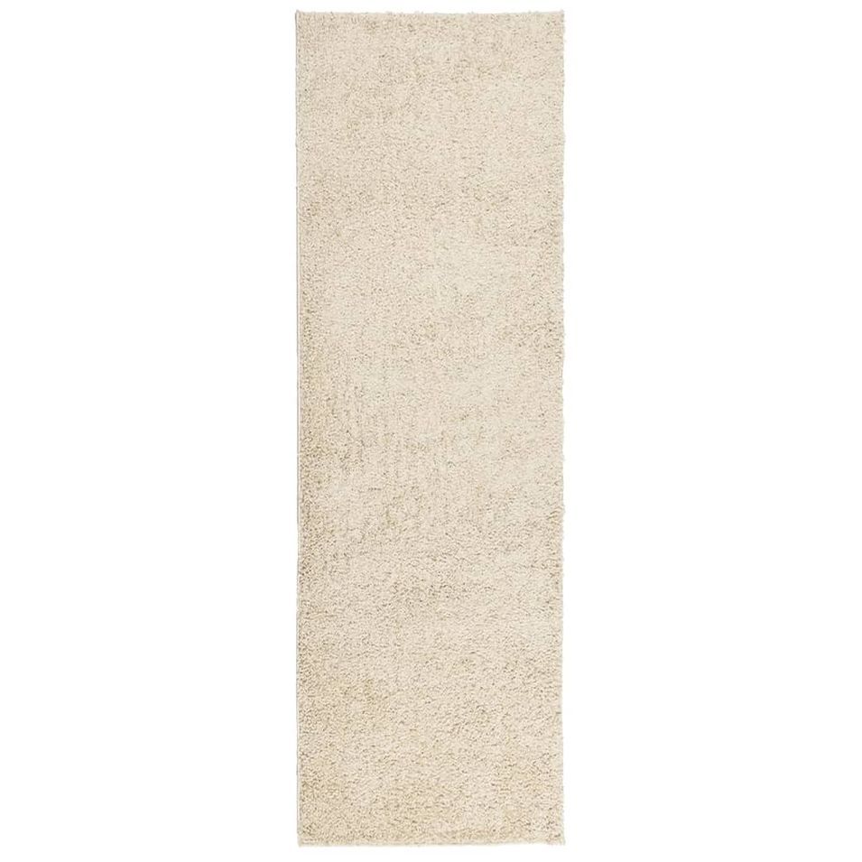 Tapis shaggy à poils longs moderne doré 80x250 cm - Photo n°1