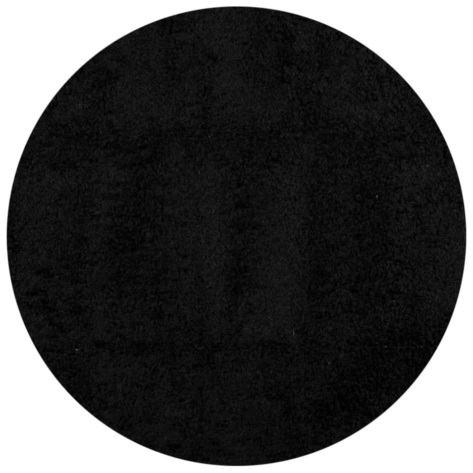 Tapis shaggy à poils longs moderne noir Ø 120 cm - Photo n°1