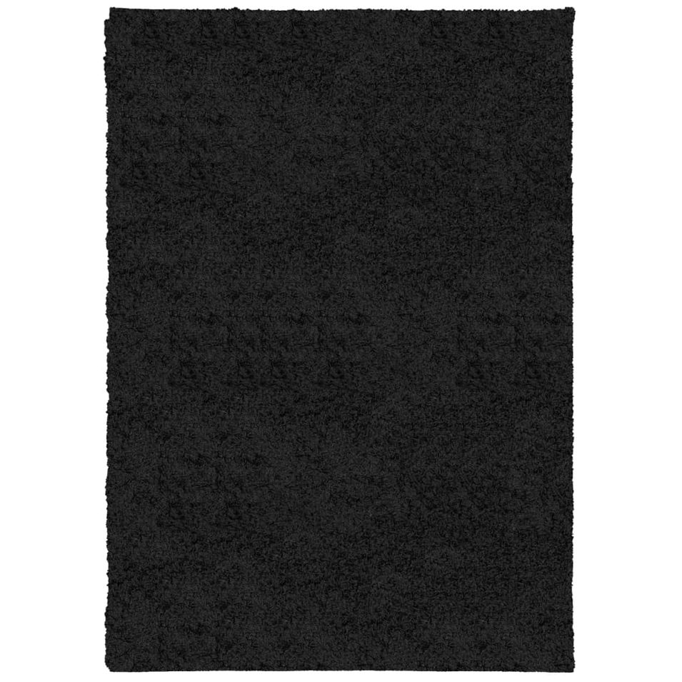 Tapis shaggy à poils longs moderne noir 160x230 cm - Photo n°1