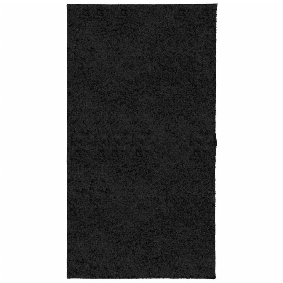 Tapis shaggy à poils longs moderne noir 80x150 cm - Photo n°1