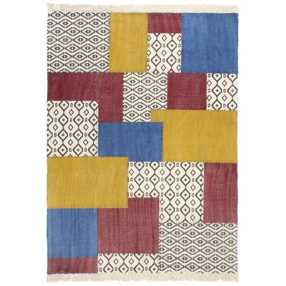 Tapis tissé à la main Coton 160x230 cm Imprimé Multicolore 2 - Photo n°1