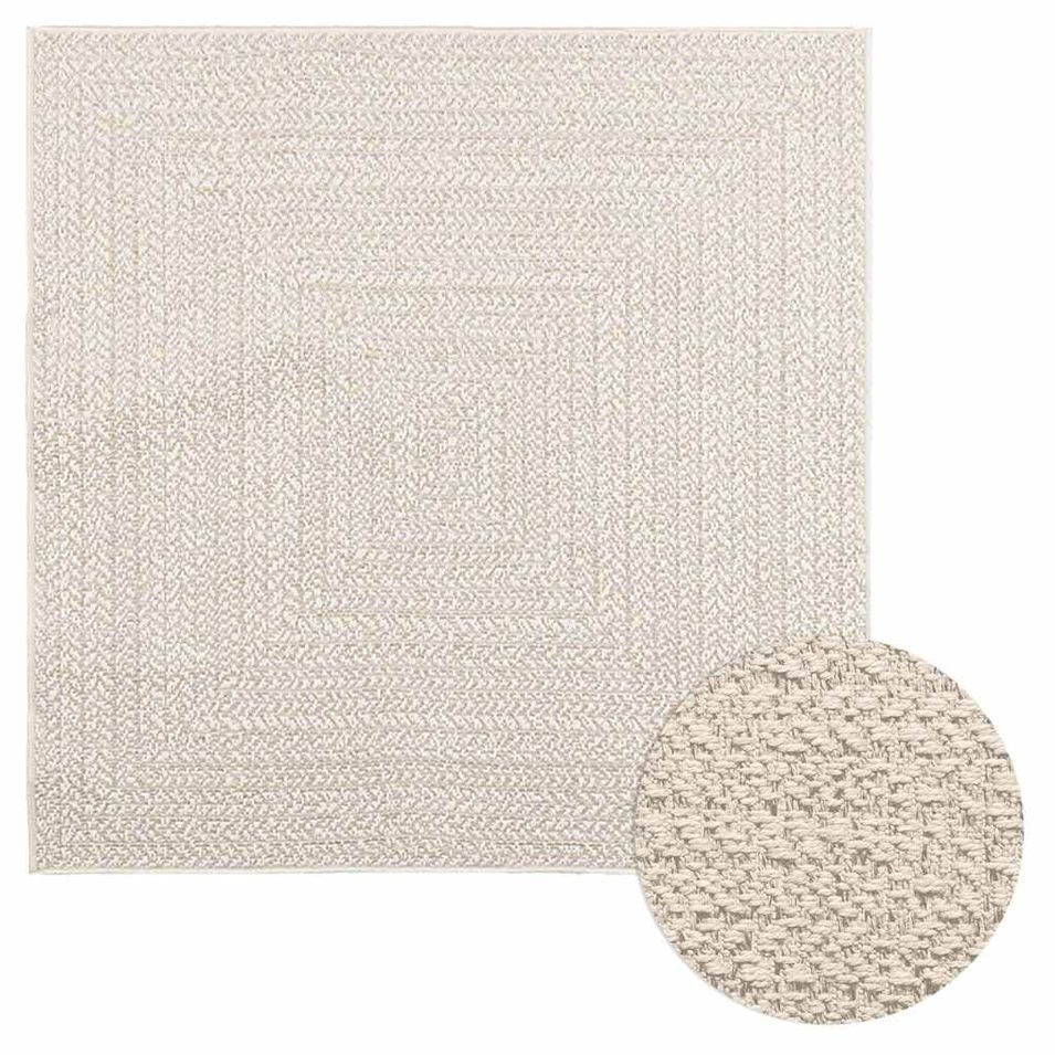Tapis ZIZUR crème 120x120 cm aspect de jute intérieur extérieur - Photo n°1