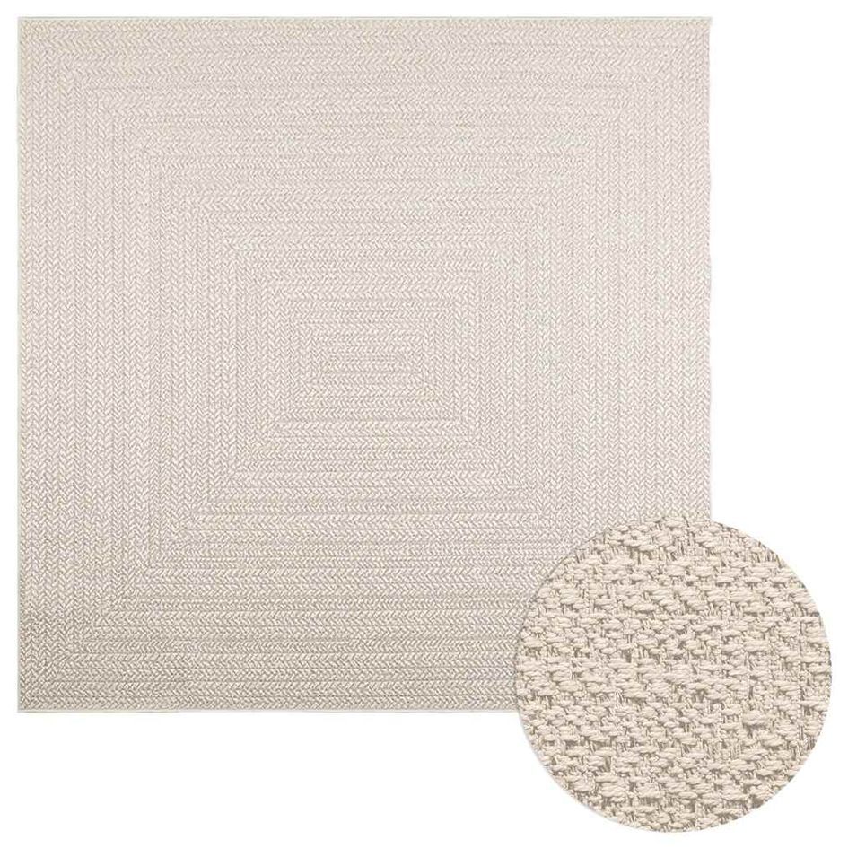 Tapis ZIZUR crème 200x200 cm aspect de jute intérieur extérieur - Photo n°1