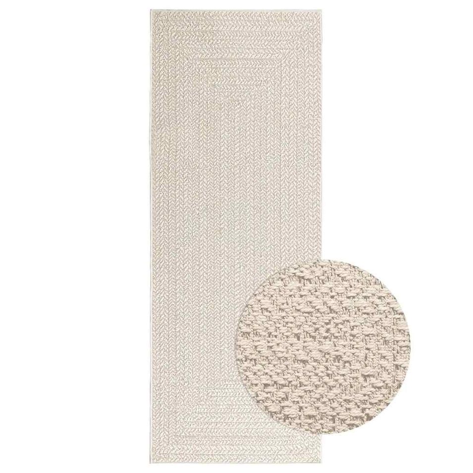 Tapis ZIZUR crème 80x200 cm aspect de jute intérieur extérieur - Photo n°1