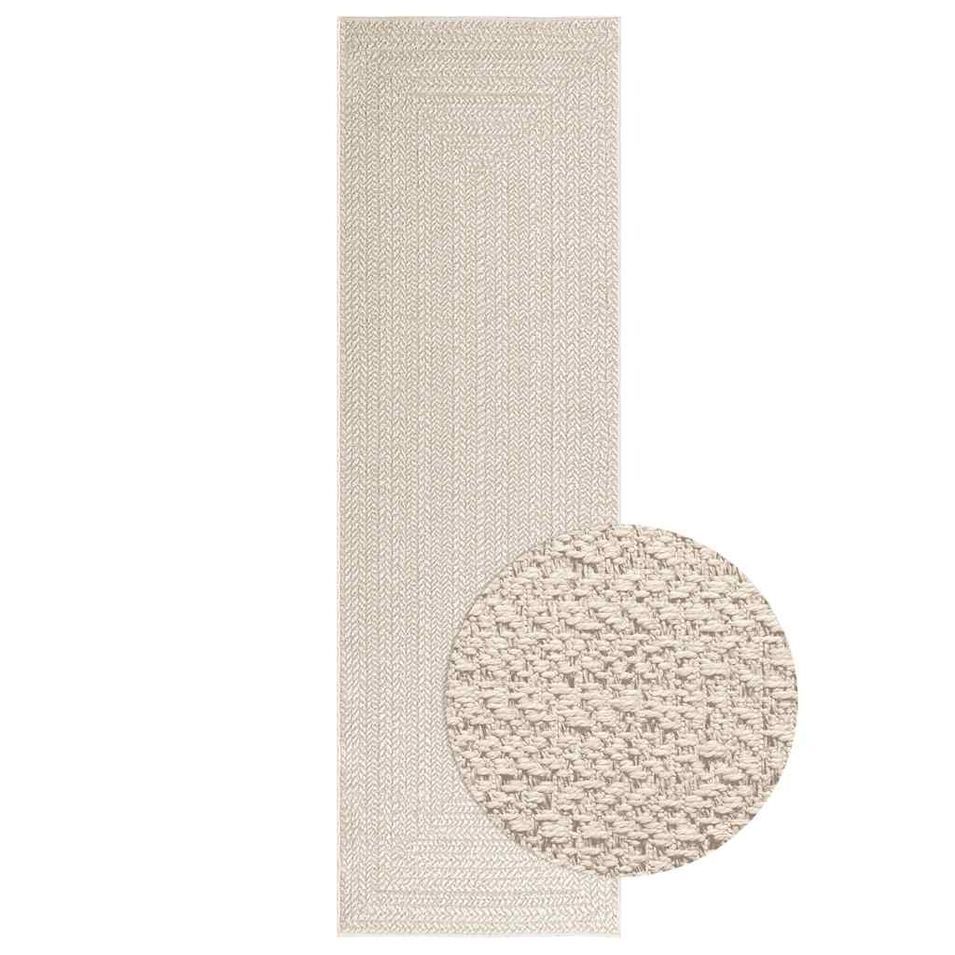 Tapis ZIZUR crème 80x250 cm aspect de jute intérieur extérieur - Photo n°1