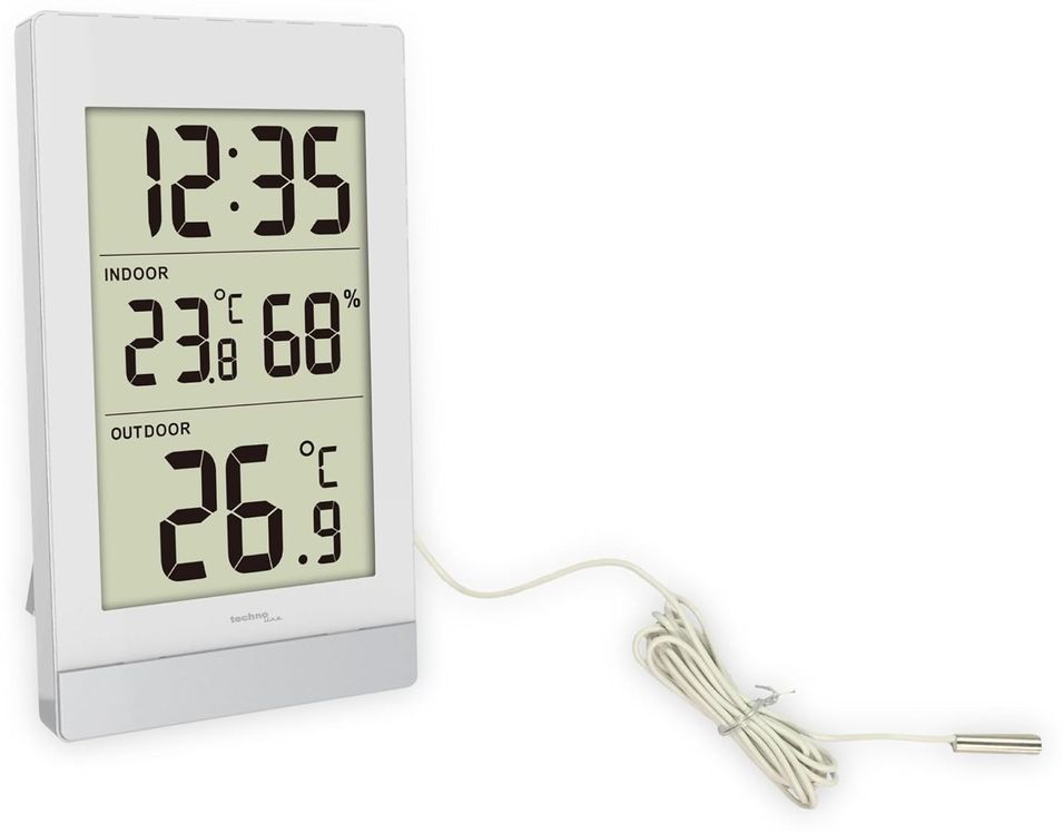 Techno Line Ws7039 - Termometro Da Parete/tavolo, Temp/umidità Int E Temp Est + Cavetto Sonda - Wall/table Thermometer, Int Temp/humidity And Ext Temp With Probe Cable - Photo n°1