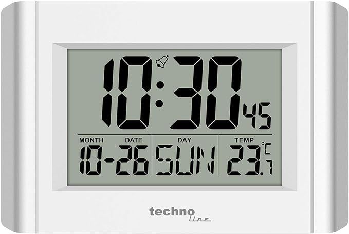 Techno Line Ws8002 - Orologio Da Parete-tavolo Digitale Con Temp. Data E Allarme - Wall Clock- Digital Table With Temp. Date And Alarm - Photo n°1