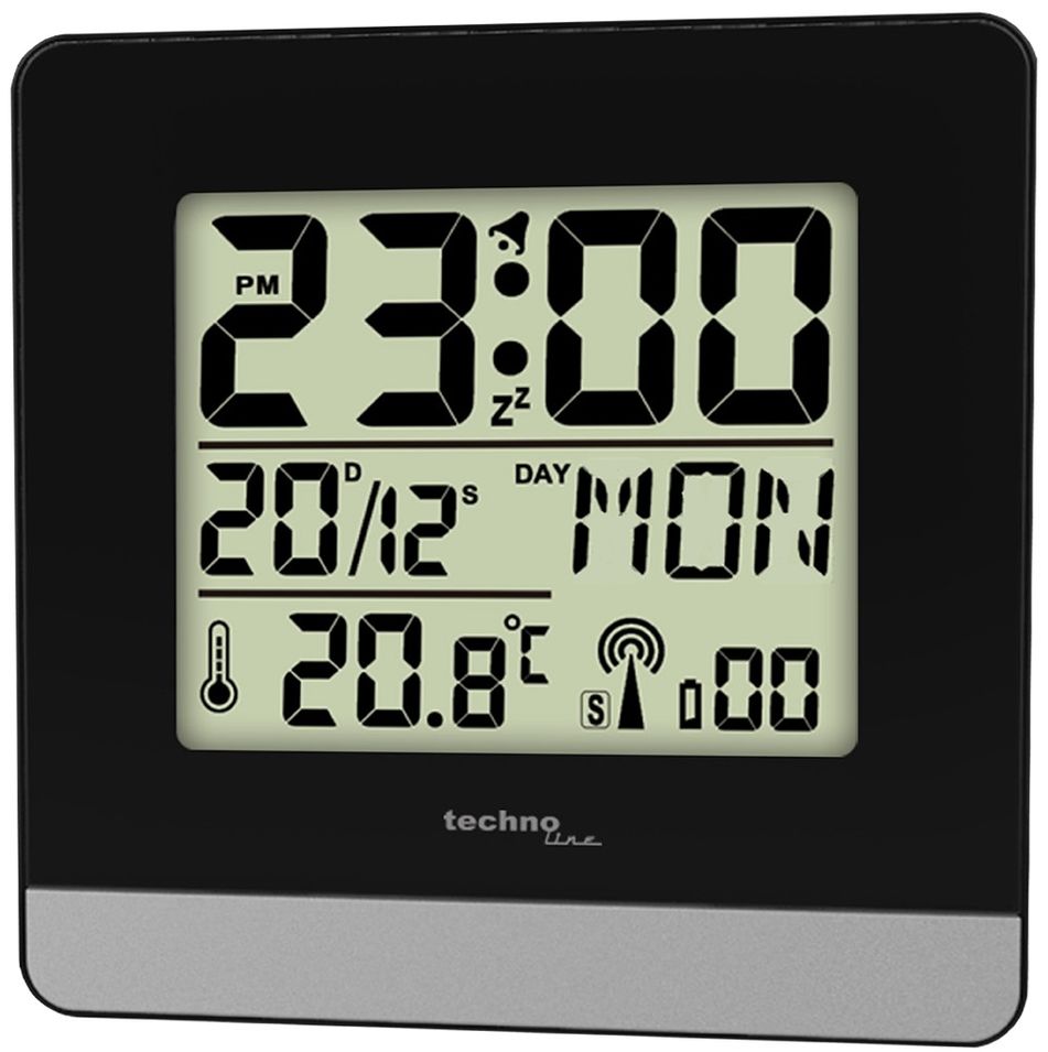 Techno Line Wt260 - Sveglia Radiocontrollata Con Temp. Data (7 Lingue). Luce E Snooze - Radio Controlled Alarm Clock With Temp. Date (7 Languages). Light And Snooze - Photo n°1