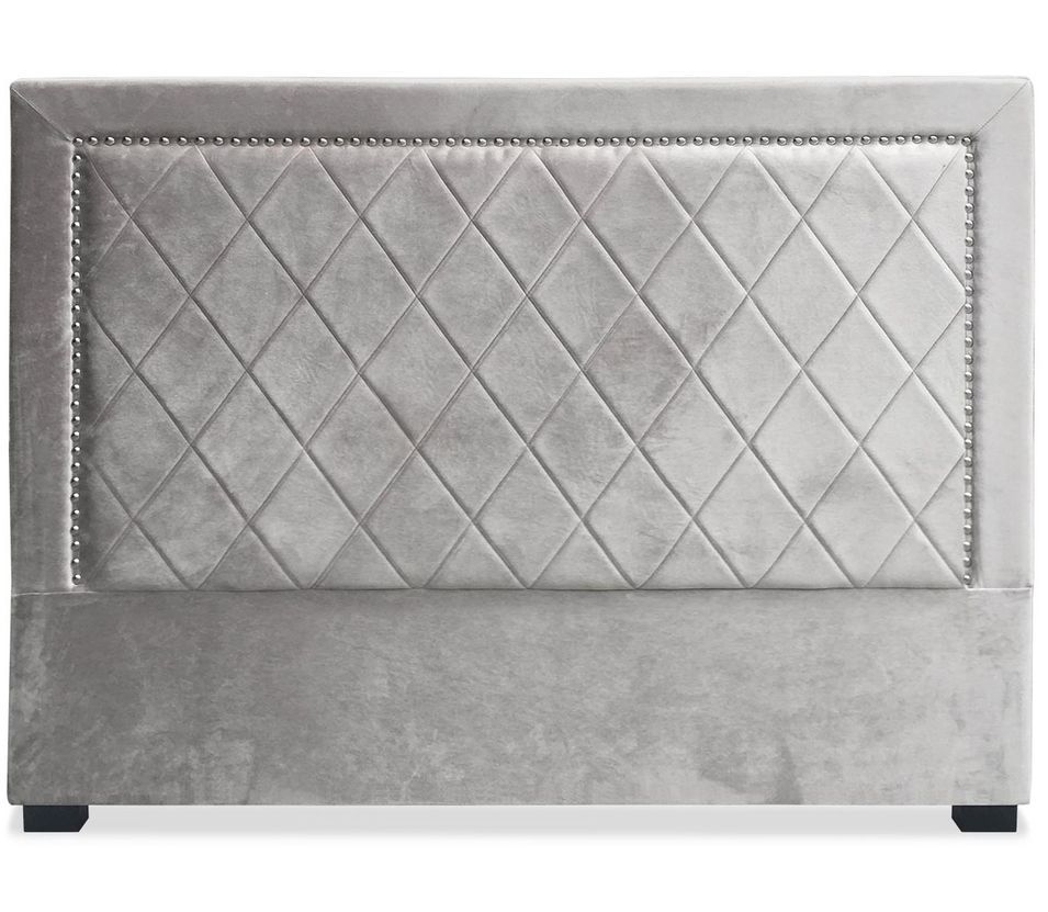 Tête de lit 160 cm avec port USB velours argenté Mathy - Photo n°1