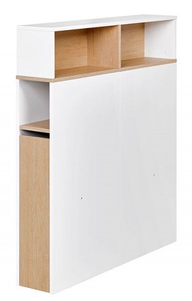 Tête de lit 2 niches bois blanc et chêne clair Nomade 90 cm - Photo n°1