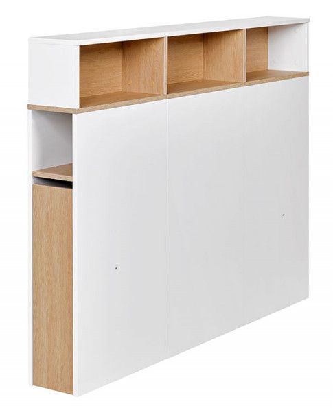 Tête de lit 3 niches bois blanc et chêne clair Nomade 140 cm - Photo n°1