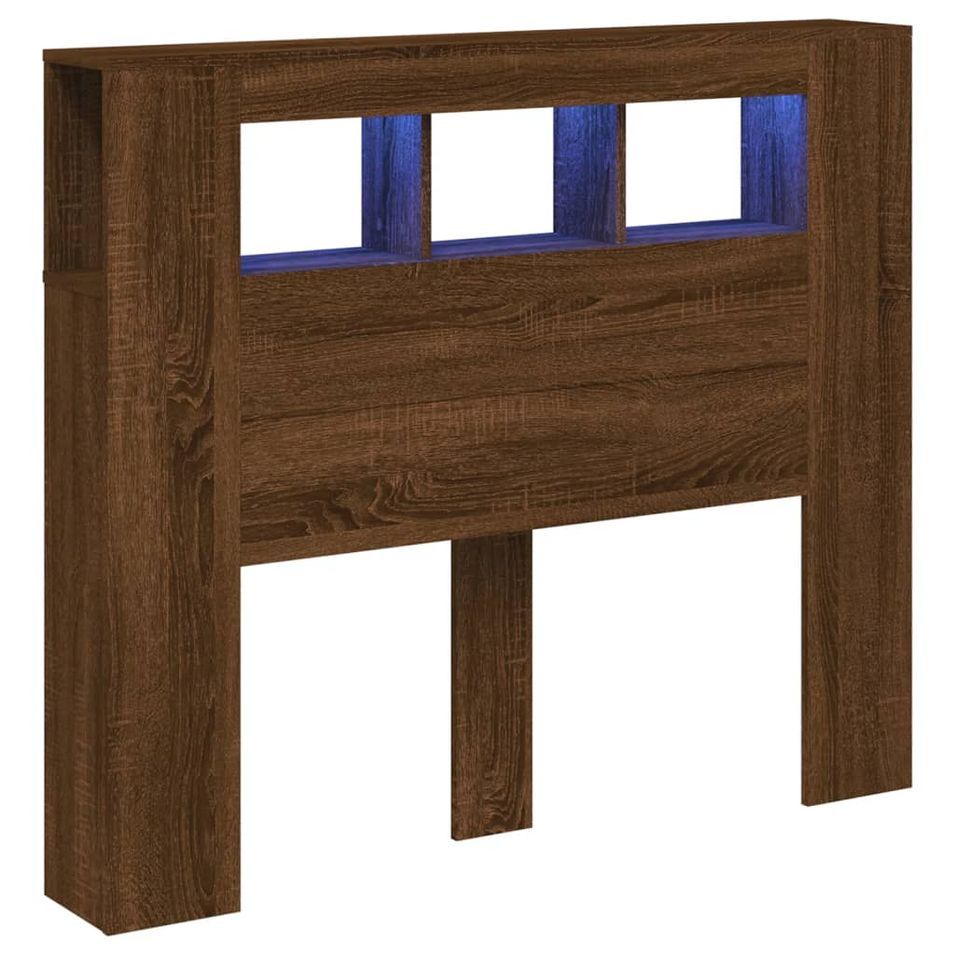 Tête de lit à LED chêne marron 120x18,5x103,5cm bois ingénierie - Photo n°1