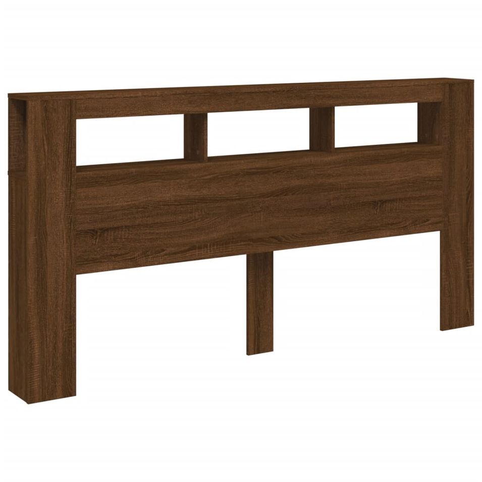 Tête de lit à LED chêne marron 200x18,5x103,5cm bois ingénierie - Photo n°1