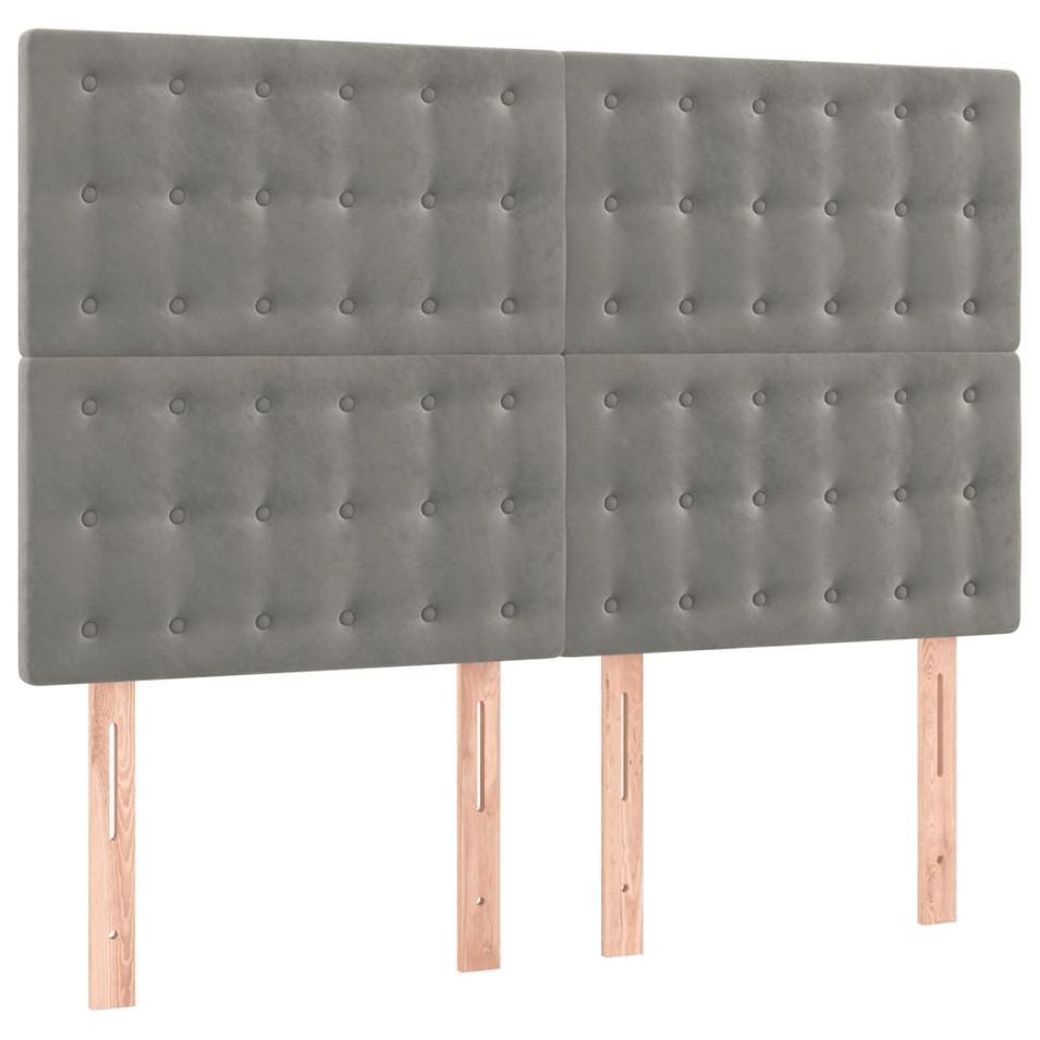 Tête de lit à LED Gris clair 144x5x118/128 cm Velours - Photo n°1