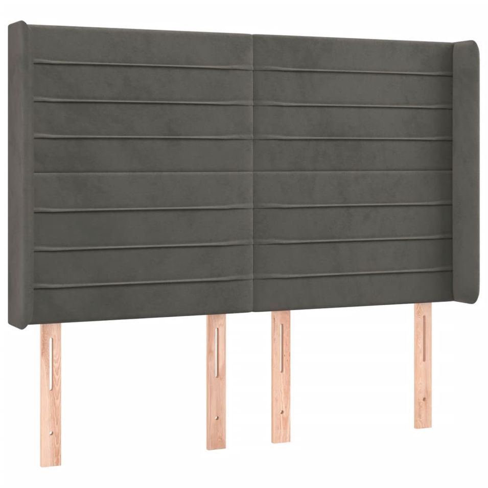 Tête de lit à LED Gris foncé 147x16x118/128 cm Velours - Photo n°1
