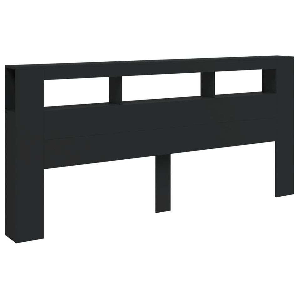Tête de lit à LED noir 220x18,5x103,5 cm bois d'ingénierie - Photo n°1
