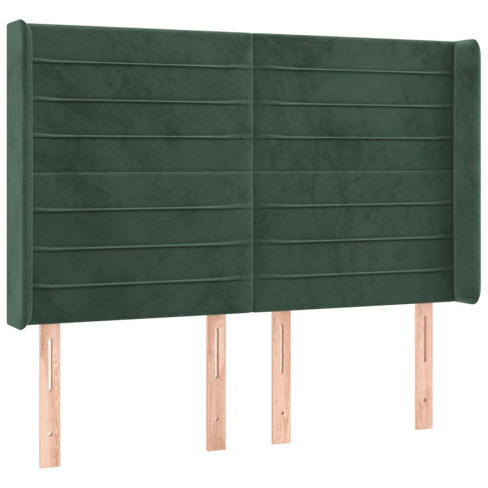 Tête de lit à LED Vert foncé 147x16x118/128 cm Velours - Photo n°1