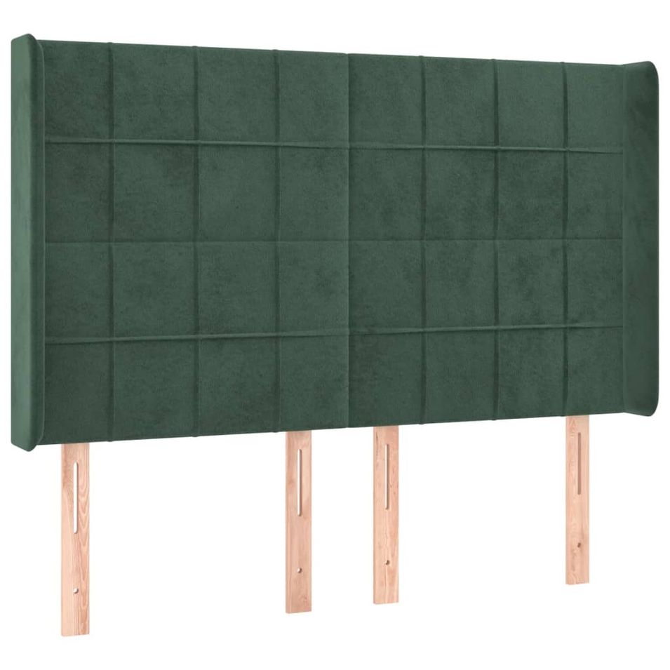 Tête de lit à LED Vert foncé 147x16x118/128 cm Velours - Photo n°1
