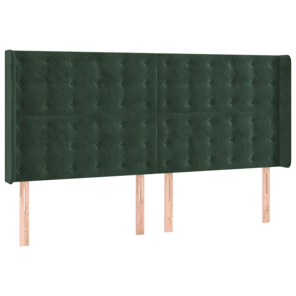 Tête de lit à LED Vert foncé 203x16x118/128 cm Velours - Photo n°1