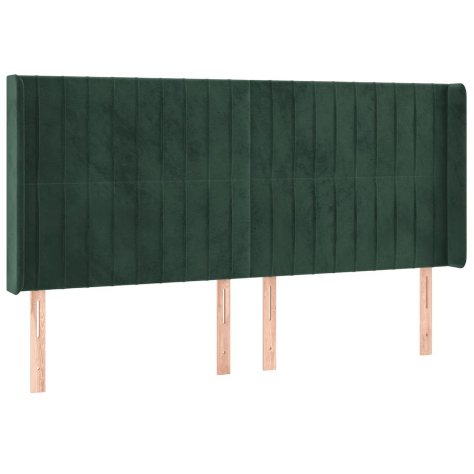 Tête de lit à LED Vert foncé 203x16x118/128 cm Velours - Photo n°1
