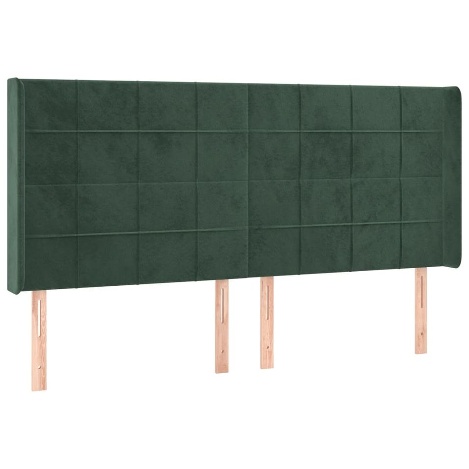 Tête de lit à LED Vert foncé 203x16x118/128 cm Velours - Photo n°1