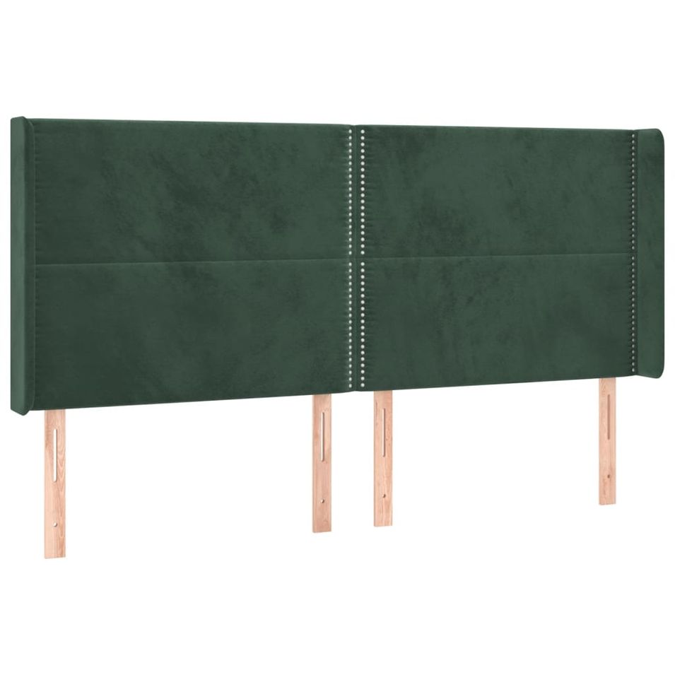 Tête de lit à LED Vert foncé 203x16x118/128 cm Velours - Photo n°1