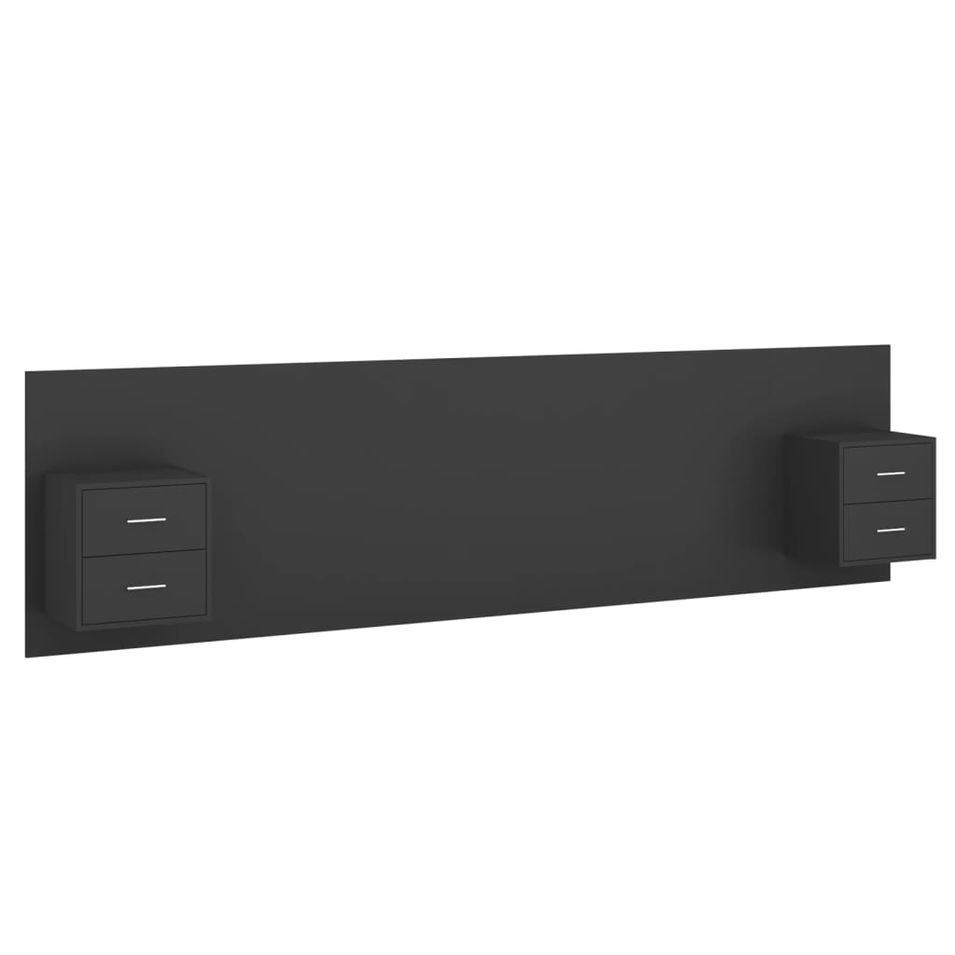 Tête de lit avec armoires Noir Bois d’ingénierie - Photo n°1