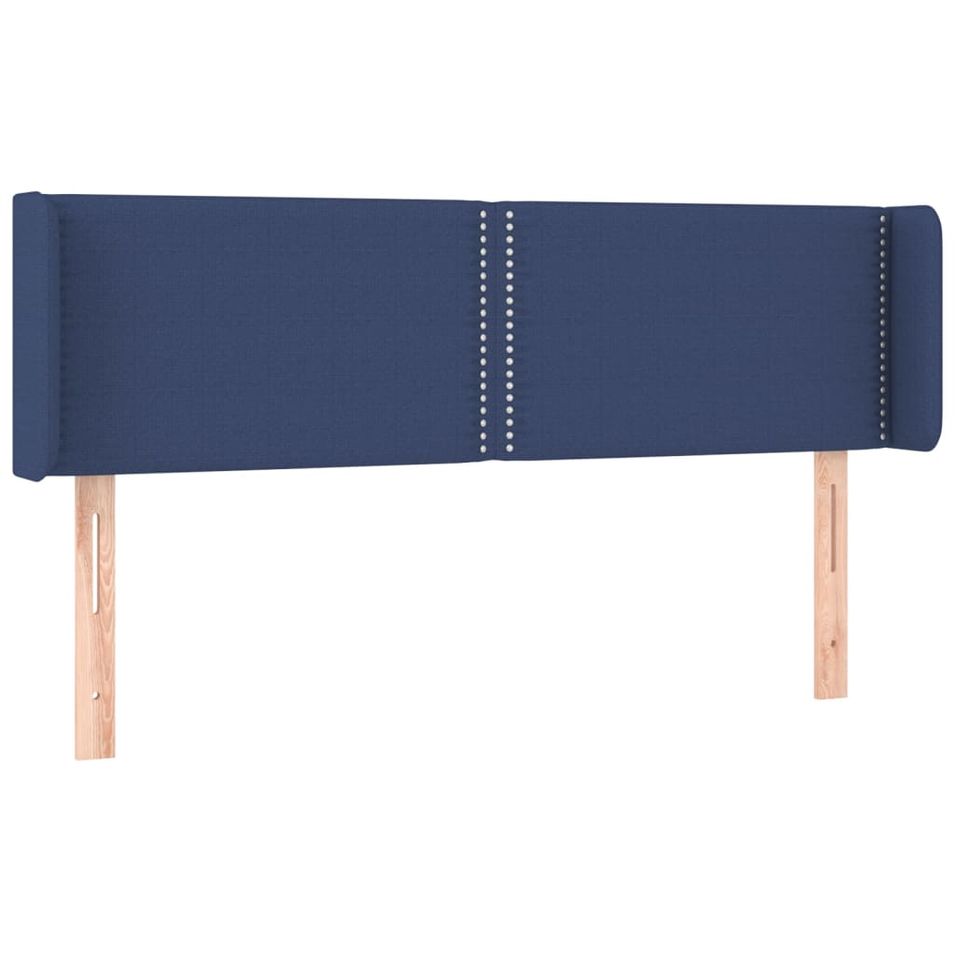 Tête de lit avec oreilles Bleu 147x16x78/88 cm Tissu - Photo n°1