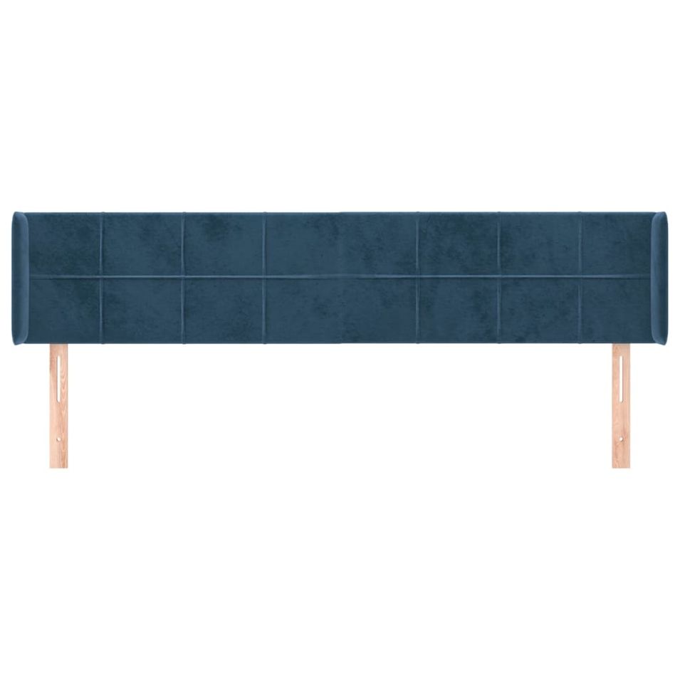 Tête de lit avec oreilles Bleu foncé 183x16x78/88 cm Velours - Photo n°1