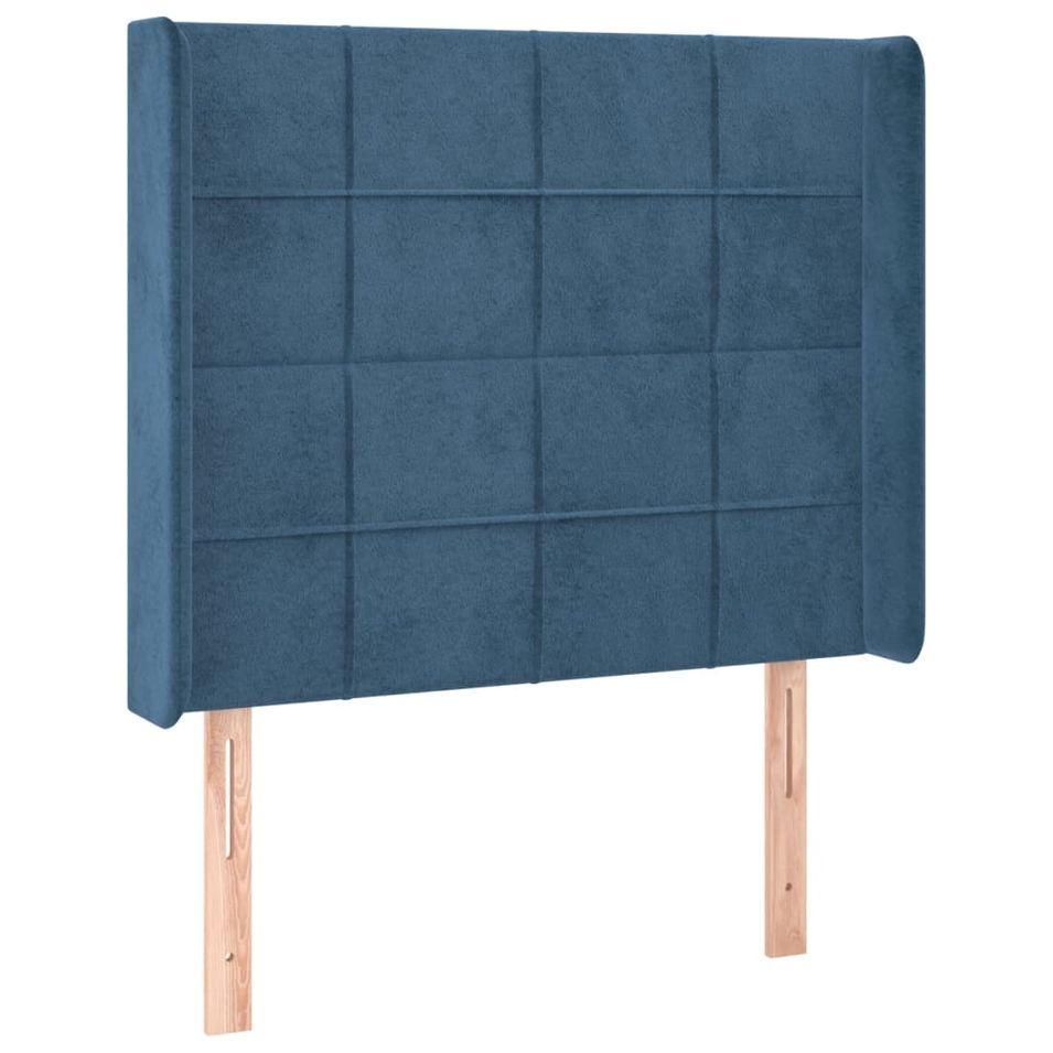 Tête de lit avec oreilles Bleu foncé 83x16x118/128 cm Velours - Photo n°1