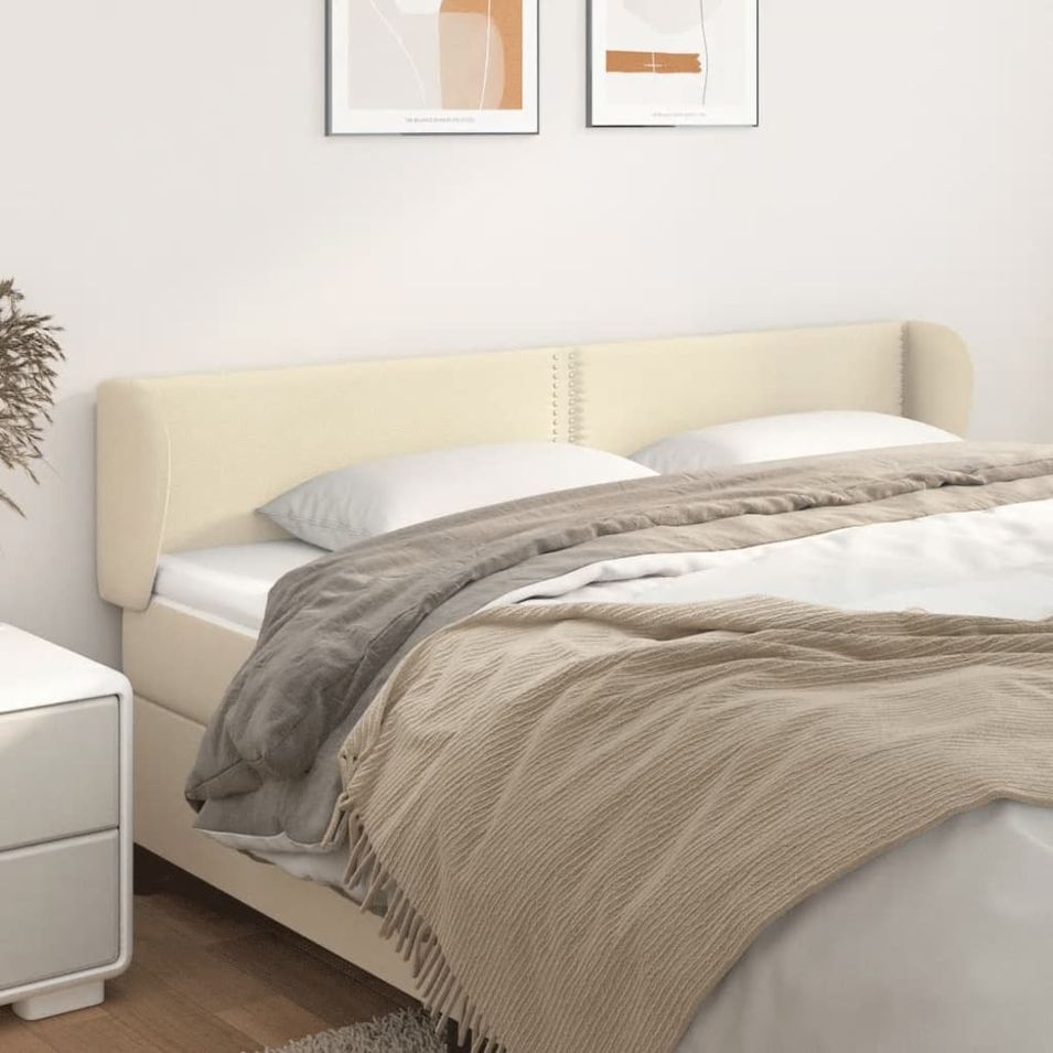 Tête de lit avec oreilles Crème 203x23x78/88 cm Similicuir - Photo n°1