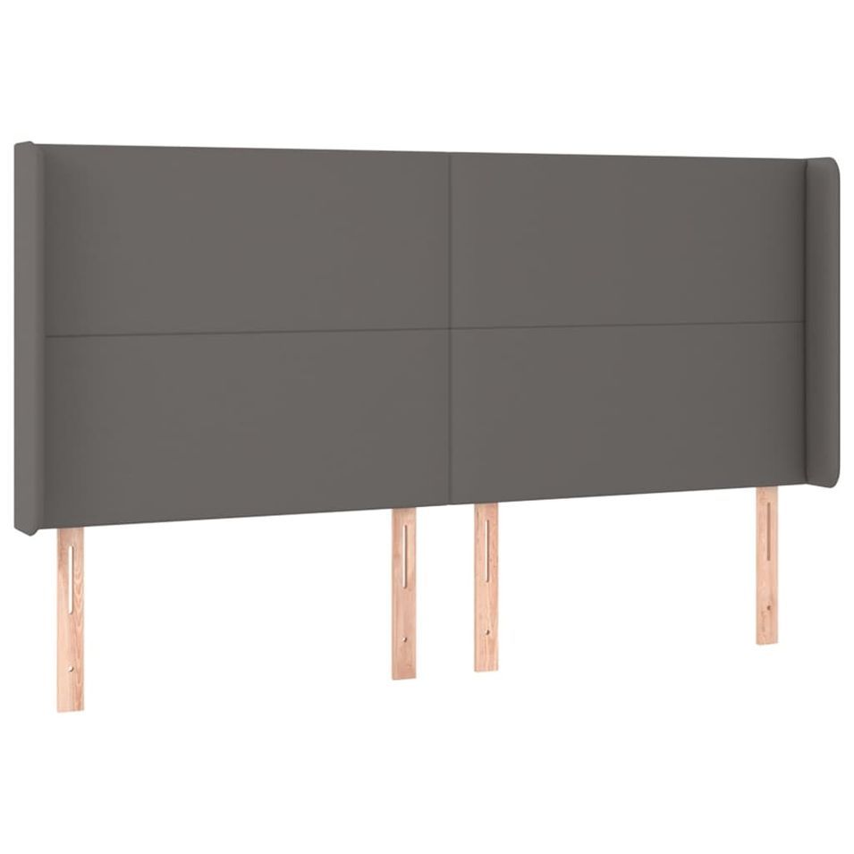 Tête de lit avec oreilles Gris 203x16x118/128 cm Similicuir - Photo n°1
