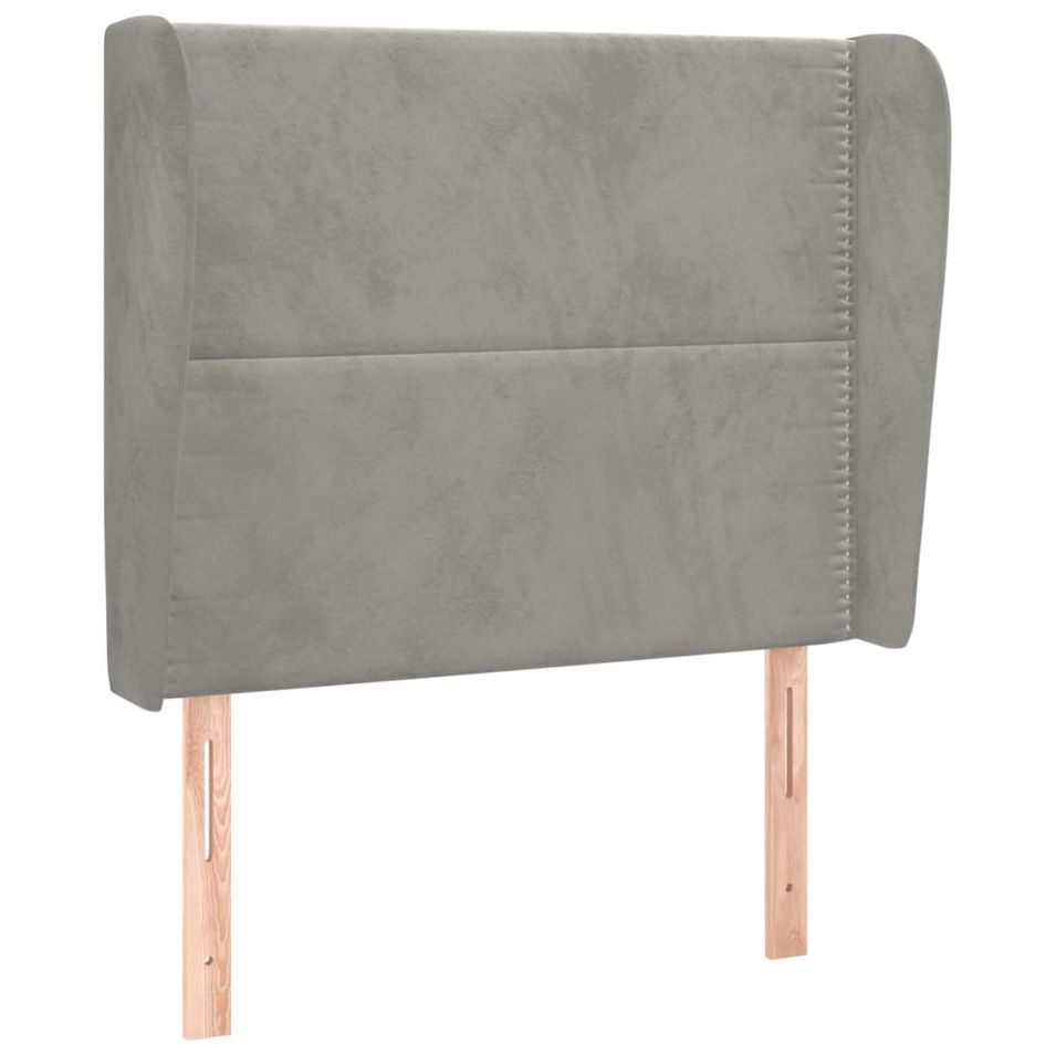 Tête de lit avec oreilles Gris clair 103x23x118/128 cm Velours - Photo n°1