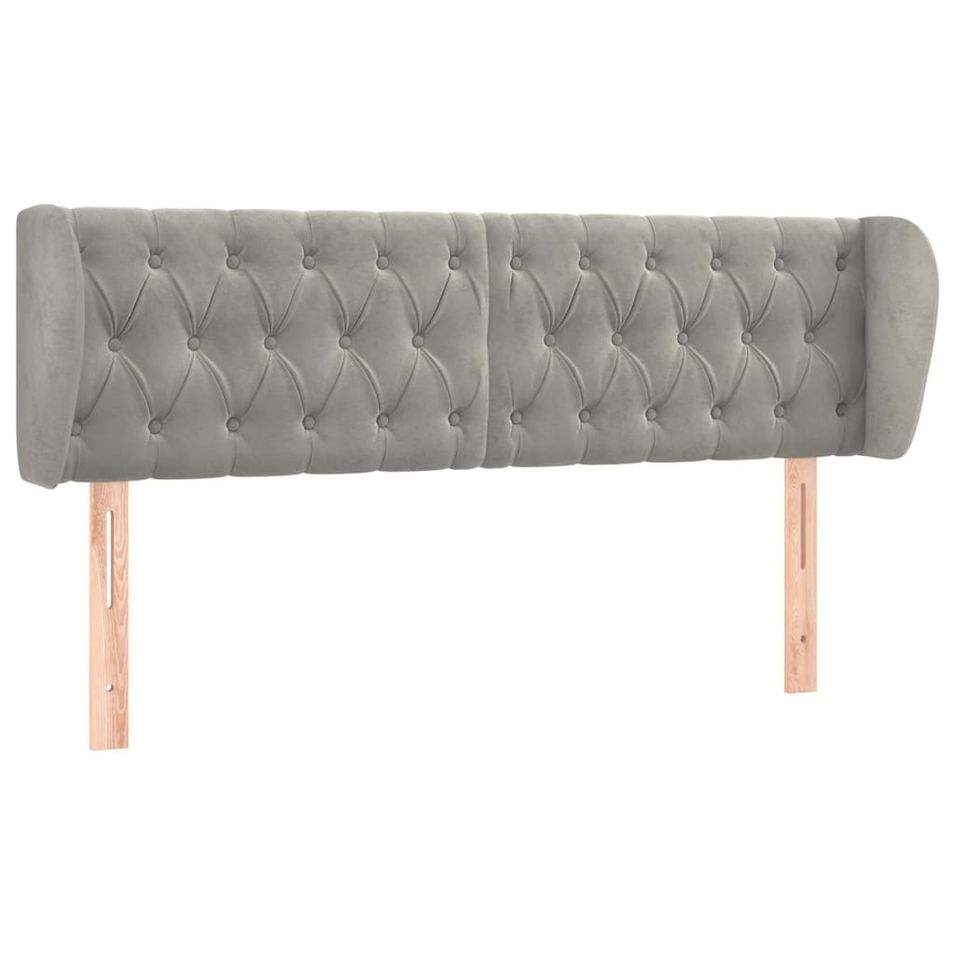 Tête de lit avec oreilles Gris clair 147x23x78/88 cm Velours - Photo n°1