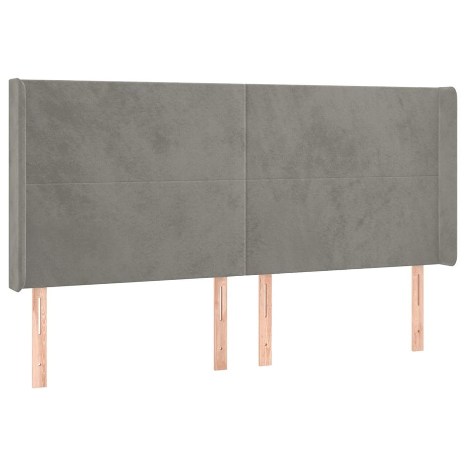 Tête de lit avec oreilles Gris clair 163x16x118/128 cm Velours 2 - Photo n°1