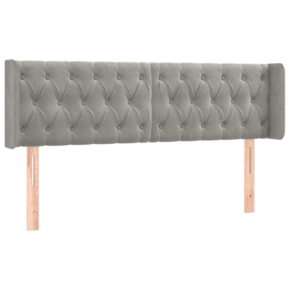 Tête de lit avec oreilles Gris clair 163x16x78/88 cm Velours - Photo n°1