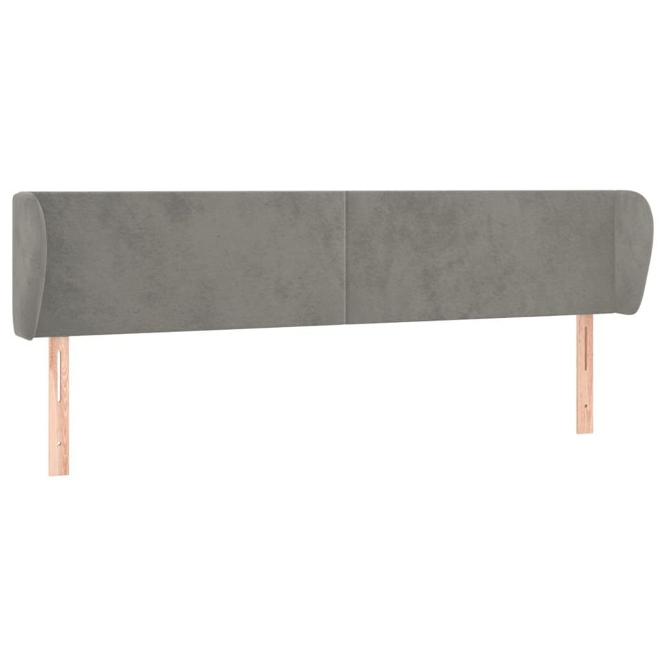 Tête de lit avec oreilles Gris clair 163x23x78/88 cm Velours - Photo n°1