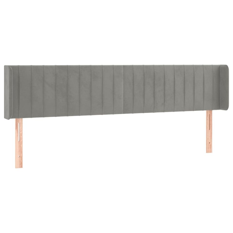 Tête de lit avec oreilles Gris clair 183x16x78/88 cm Velours - Photo n°1
