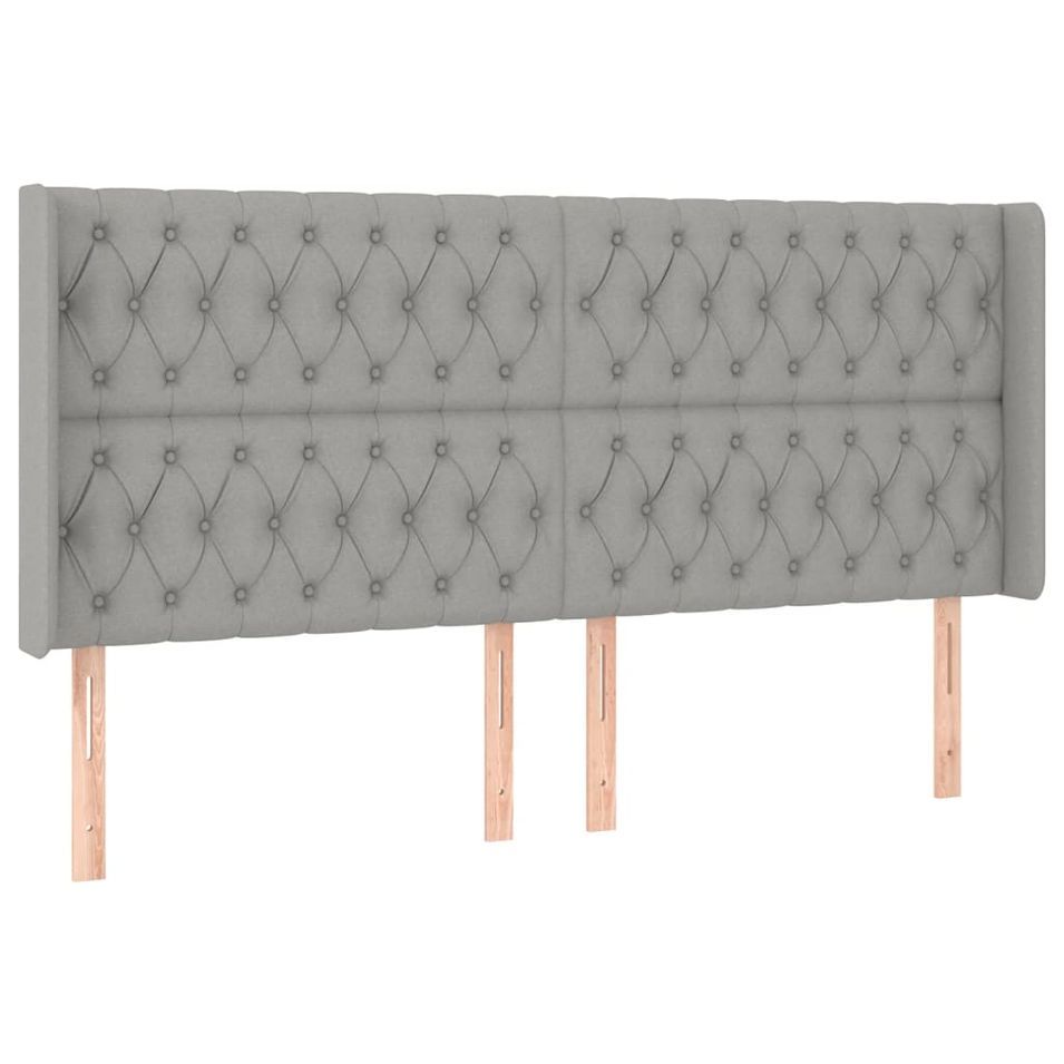 Tête de lit avec oreilles Gris clair 203x16x118/128 cm Tissu - Photo n°1